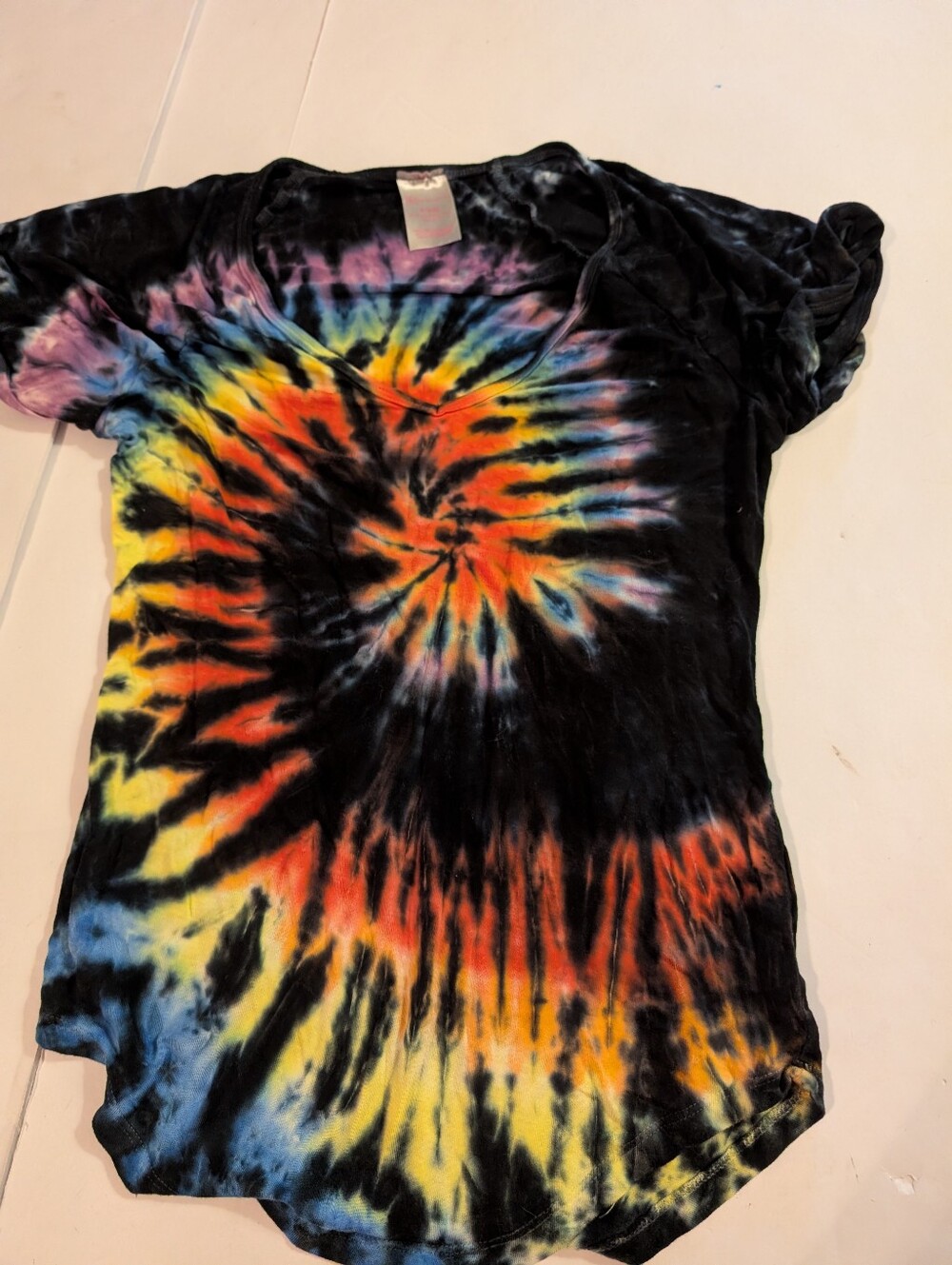 Black Multi Spiral Tie-Dye Tee Sz 3-5